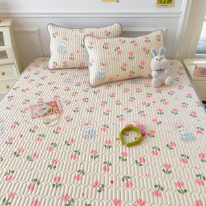 TEMU 모사슈 라텍스 여름 쿨매트 시원한 라텍스 침대패드 매트리스 매트 아이스패드 배개커버포함 5mm 쾌적하고 편안함 기계 세탁 가능 소프트 쿨 여름 천연라텍스 매트 세트 통기성 사계절 침대 패드