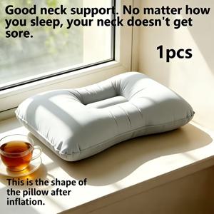 TEMU 경추 베개 - 목 지지 베개, 옆으로 자는 사람 및 등으로 자는 사람에게 적합, 인체공학적 디자인, 3D 퀼팅 표면, 통기성 원단, 이상적인 크리스마스 선물, PVC 소재, 목 보호 및 수면 편안함, 목 베개