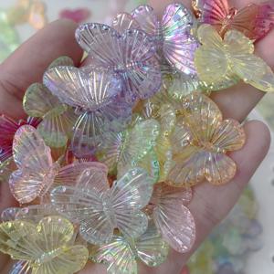 TEMU 40개/28mm 아크릴 컬러풀 나비 수제 크림 접착제 휴대폰 케이스 입체적인 작은 장식 재료