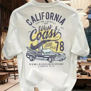 TEMU 남성용 헤비웨이트 반팔 티셔츠 - 라운드넥 캐주얼 여름 셔츠, 내구성 있는 세탁기 사용 가능 원단, 봄/여름 아웃도어 웨어, 브랜드 프린팅 프로모션 선물용 (캐주얼 스타일에 이상적)