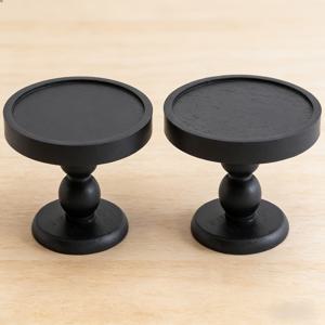 TEMU 빈티지 우드 높이 조절 캔들 홀더 스탠드 - 블랙, 식탁 센터피스, 러스틱 데스크탑 디스플레이 랙, 광택 처리, 다중 캔들 수용 가능, 캔들 및 장식용