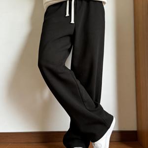 TEMU 남성용 캐주얼 스포츠 팬츠 - 봄/여름용 스트레이트핏 루즈핏, 신축성 있는 허리밴드와 드로스트링, 사이드 포켓, 애슬레틱 스타일 트라우저, 니트 소재, 내구성 있는 소재, 조깅 팬츠, 홈웨어, 외출 및 피트니스 웨어, 남성용 스트레이트핏 와이드핏 스웨트팬츠