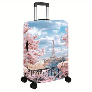 TEMU 타워 바이시클 꽃무늬 캐리어 커버, 먼지 방지 탄력 여행용 액세서리, 45.72-81.28cm 캐리어용 탄력 커버 - 스크래치 방지 나일론 보호 커버