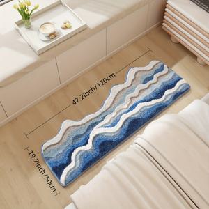 TEMU 바다 물결 욕실 러그 매트 1개, 매우 부드럽고 흡수성 좋은 욕실 매트, 미끄럼 방지 편안한 욕실 바닥 매트, 세면대, 욕조, 샤워실용, 홈 데코, 크리스마스 장식 크리스마스 선물