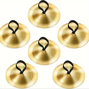 TEMU 6개 골든 핑거 심벌즈 벨리 댄스용 - 댄서 및 파티용 지스 핸드 퍼커션 악기