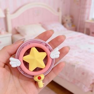 TEMU 만화 핑크 별 날개 막대 | 창의적인 3D 만화 에어 쿠션 휴대폰 거치대, 강력한 자석 흡착 데스크탑 스탠드, 실리콘 소재, 휴대용