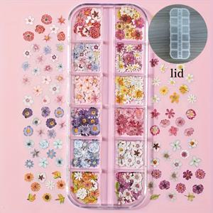 TEMU 240개 12가지 생생한 꽃 에폭시 레진 필링 세트 - 건조 목재 펄프 꽃, DIY 주얼리 및 네일 디자인용, 발렌타인데이와 어머니날 선물에 적합한 레진 액상 몰드