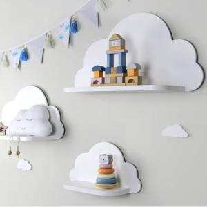 TEMU 3개 유럽 스타일 구름 모양 벽걸이 선반 - 튼튼한 플라스틱 수납 정리함, 3칸, 공간 절약형 웨이브 디자인, 방, 침실, 거실 장식용 - 간편한 조립, 수납 선반, 플로팅 선반