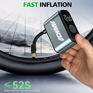 TEMU 컴팩트 전동 팽창 펌프, 초소형 120 PSI 자전거 에어 인플레이터, 디지털 LCD 압력 표시 장치, Type-C 충전 지원, 자전거, 및 스포츠 공에 적합