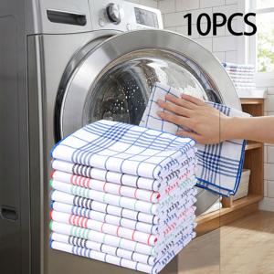 TEMU 주방 행주 - 뛰어난 흡수력, 빠른 건조, 보풀 방지, 체크 무늬 주방 타월, 청소용 천, 컬러 엣지 수세미 패드, 청소 타월, 60*40Cm [24*16Inch] 랜덤 스타일, 주방 및 유리용 얼룩 없는 닦기