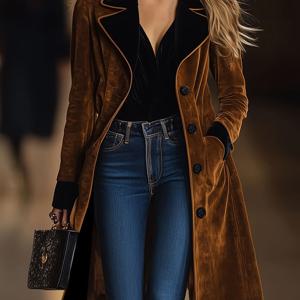 TEMU 여성용 미드 길이 트렌치 코트, 영국 스타일