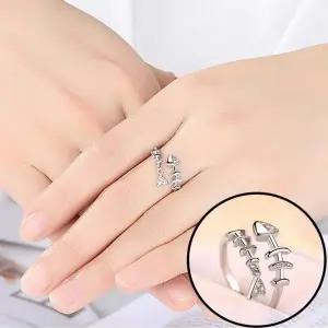 [셀러에이드]T0407 큐빅 물고기 뼈 반지 물고기 본 링 패션