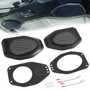 트위터 어댑터가 장착된 6.5인치/6인치 x 9인치 사운드 바 스피커 포드 어댑터 업그레이드 Jeep Wrangler JL JLU 2018-2023 및 Gladiator JT 2020-2023 탑 루프 좌우 후방 튜닝(2개 세트)