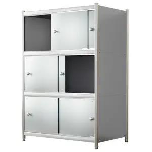 대형 스텐 창고 베란다 (3단도어)길이60폭35높이140cm 시골 스틸 도구 공구 옥