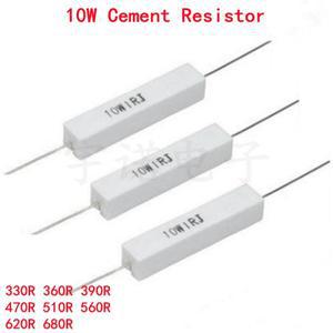 10pcs 10W 5% 시멘트 저항기 전력 330R 470R 510R ohm