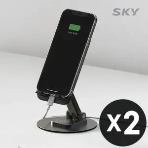 [1개+1개]스카이 핸드폰 태블릿 거치대 탁상용 360도 회전 높이 각도 조절 자바라 10종