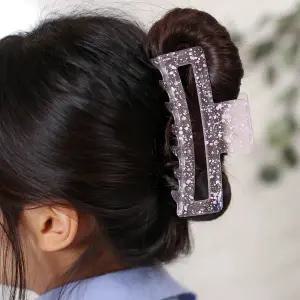 [비투비월드][엔젤슈슈] 페인팅 사각 대왕 집게핀(반투명핑크)