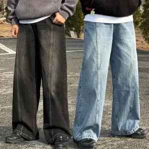 [이룰]레온 절개 사계절 벌룬 와이드 데님팬츠 3colors