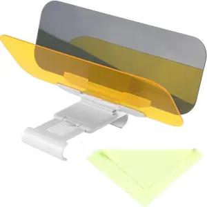 PerGar 2 in 1 자동차 투명 눈부심 방지 유리 바이저 익스텐더 선 블로커 주야간 주행에 적합한 유니버설