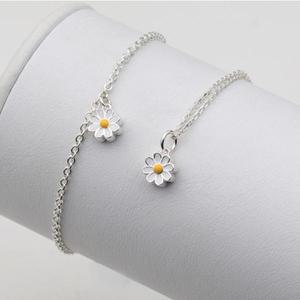 [애슬릿] 925 실버 데이지 플라워 팬던트 은 팔찌
