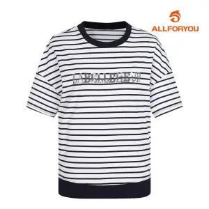 [올포유] 여성 스트라이프 원포인트 반팔 티셔츠 ALTRM4321-100