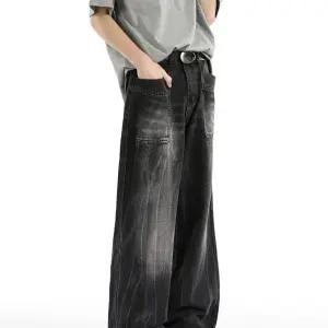 남자 춘추 청바지 통바지 와이드 일자핏 워싱 라메 슬림 미니멀 스포M3