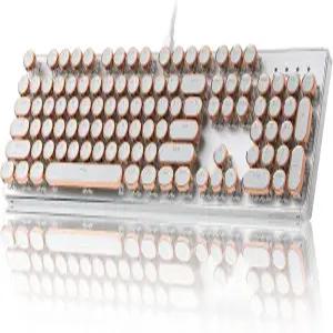 YUNZII QL108 타자기 스타일 기계식 게이밍 키보드 풀사이즈 핫 스왑 가능 RGB 백라이트 메탈 패널 레트로