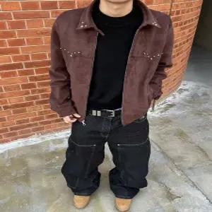 봄 빈티지 남성용 재킷 스웨이드 스터드 쇼트 코트 자켓 원픽1