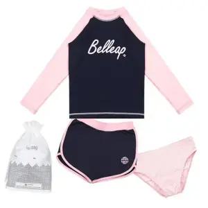 키즈 주니어 여아 래쉬가드세트 긴팔래쉬가드+반바지+이너팬티 어린이 실내수영복 초등 생존수영복