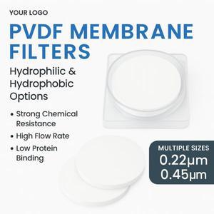 50 개 세트 PVDF 미세 다공성 멤브레인 필터 친수성 소수성 0.22um 0.45um 용제 여과 HPLC 실험실 물 분석