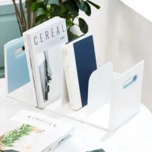 손잡이 투톤 컬러 선반 책장 정리함 수납 책꽂이 4단