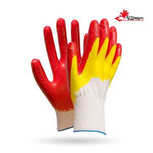 국산 이중황코팅장갑 13G 100켤레 황이중코팅 목장갑