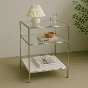 아트박스 가구느낌 렉 모듈선반 3단 협탁 모던 강화유리 수납장 450x450