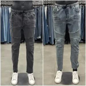 남성 바이커 밴딩 스판 BK M톤 데님 팬츠_US