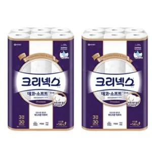 크리넥스 3겹 데코&소프트 화이트, 25m, 30롤, 2개