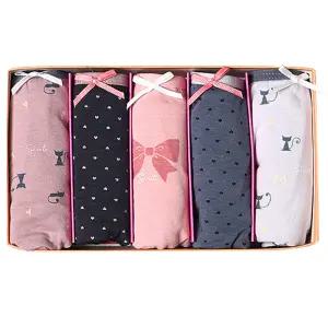 성인속옷 면스판 미디 여성용 삼각팬티 선물용박스 5매입