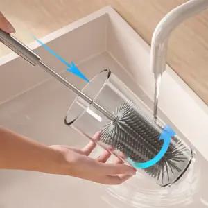 텀블러 실리콘 젖병 세척솔 반자동 푸쉬형