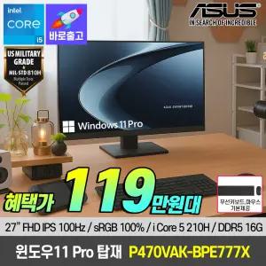 [윈11 프로 탑재 + 119.만] ASUS 올인원 PC P470VAK-BPE777X 데스크탑 모니터 일체형 컴퓨터