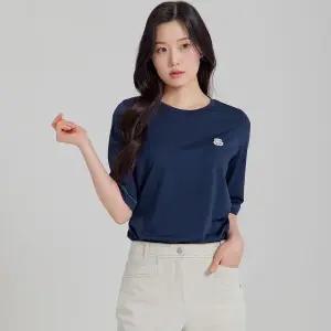 [하프클럽/](3컬러) 에센셜 분또 자수 스몰포인트 라운드 5부 티셔츠 LCTSP372