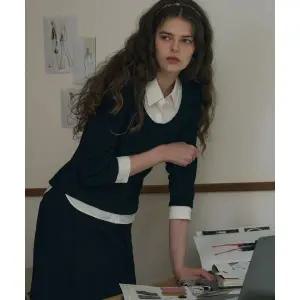 드로우핏 우먼 DRAWFIT WOMEN 포엠 레이어드 카라 셔츠 탑 [BLACK] DFWMTS5304BK 3127945