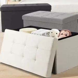 접이식 수납 스툴 인테리어 현관 침대 수납 스툴 의자 정리함 다용도 캠핑용 화장대 캠핑 받침 거실 좌식