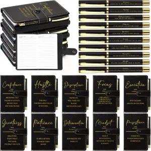 텐서 10 직원 동료 학생 사무실 용품 동기 부여 선물 160페이지/노트북(블랙)을 위한 펜이 포함된 포켓