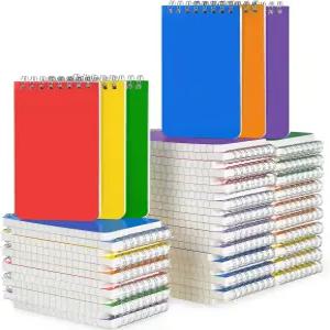 WeLiu 포켓 노트북 벌크 3x5 인치 60팩 미니 탑 바운드 나선형 메모장 안감 페이지 메모 패드 6색