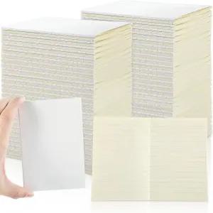 Outus 100 팩 포켓 크래프트 노트북 벌크 3.5 x 5.1 인치 규칙 스케치북 DIY 화이트 커버 저널 노트 학생용
