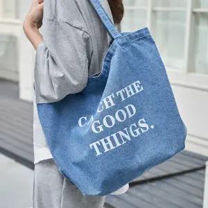 [핑크시슬리] 띵스 데님 레터링 에코 숄더-bag