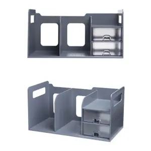 2단 필기구 수납식 서랍 책꽂이 40.4x21cm 1개 그레이미니 정리함 이동식 학생 사무실 책장 북앤드 책상