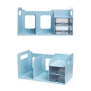 2단 필기구 수납식 서랍 책꽂이 40.4x21cm 1개 민트정리함 이동식 학생 사무실 책장 북앤드 책상 미니