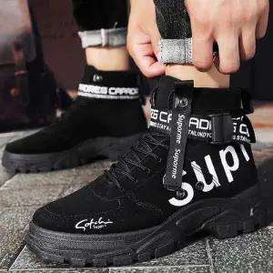 [베리슈]베리슈 남성 4컬러 5cm 키높이 레터링 하이탑 워커 스니커즈 가을룩