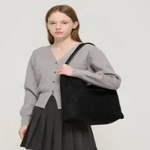 [로아드로아]스웨이드 솔티드 베이직 숄더백 (블랙)