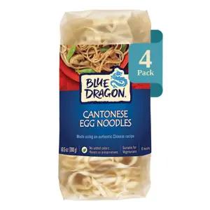 블루 드래곤 미디엄 광둥식 달걀 면 - 10.5온스 4팩 밀가루와 만든 전통 국수 둥지 볶음 차우메인 수프 및